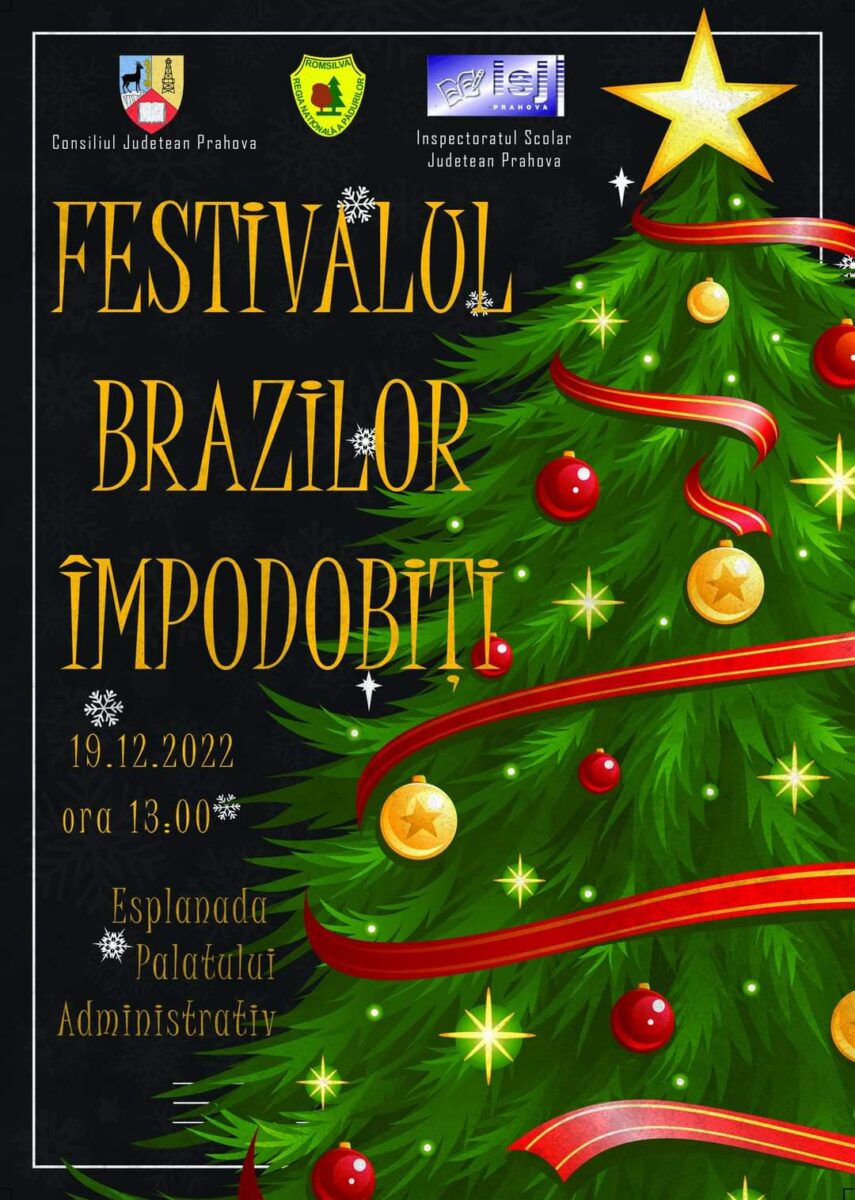 CJ Prahova, Inspectoratul Scolar si Directia Silvica organizeaza „Festivalul brazilor impodobiti”, in fata Palatului Administrativ