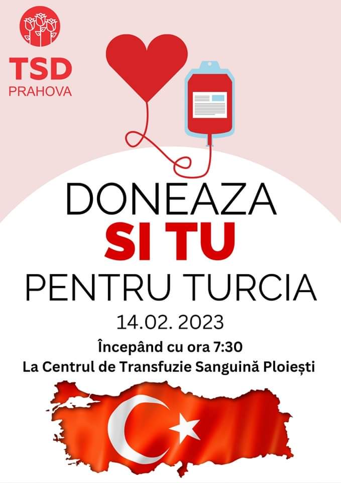 Mobilizare, in Ploiesti, pentru victimele cutremurelor din Turcia. Echipa TSD Prahova a organizat o campanie pentru donarea de sange