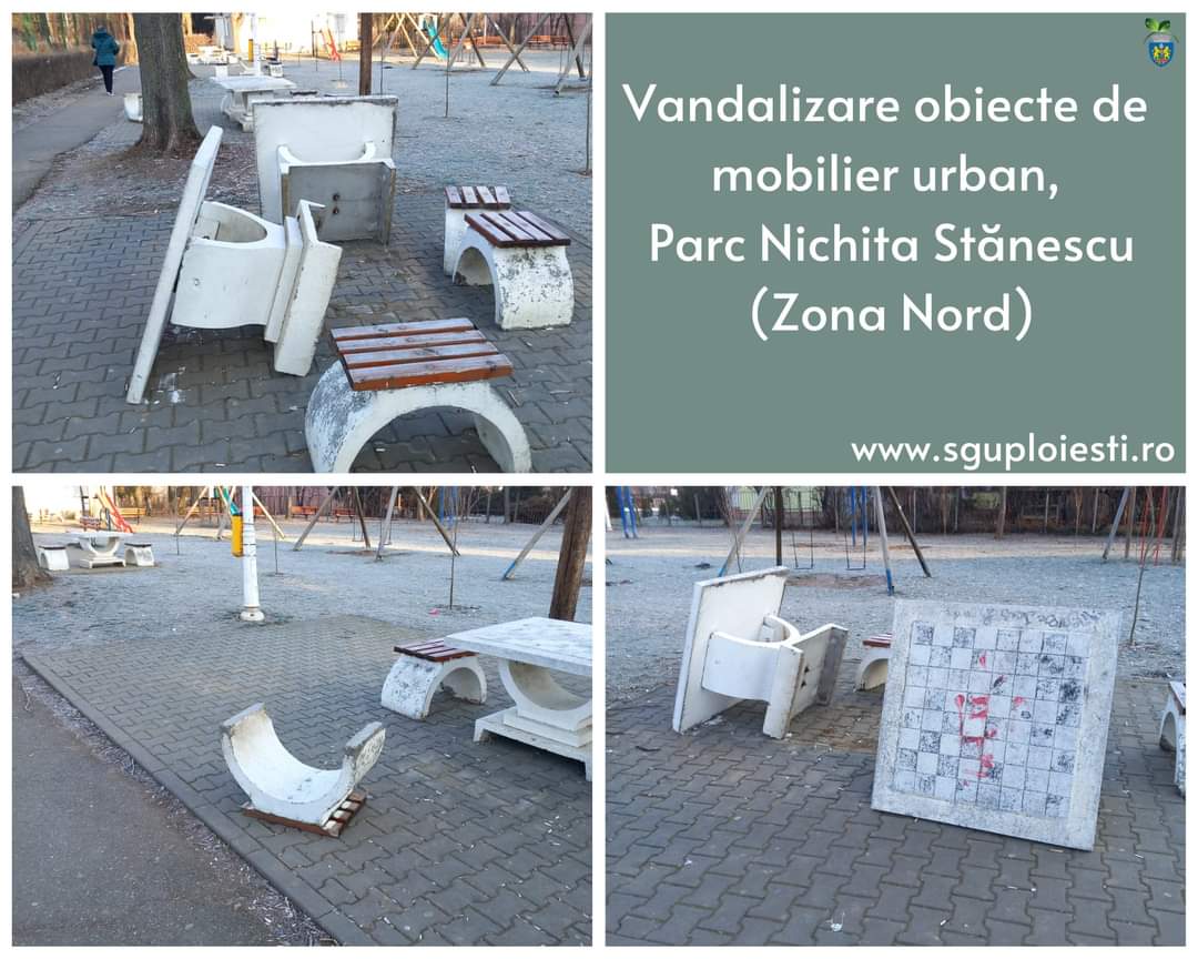 Ploieşti/ O masă de şah din parcul „Nichita Stănescu” a fost vandalizată