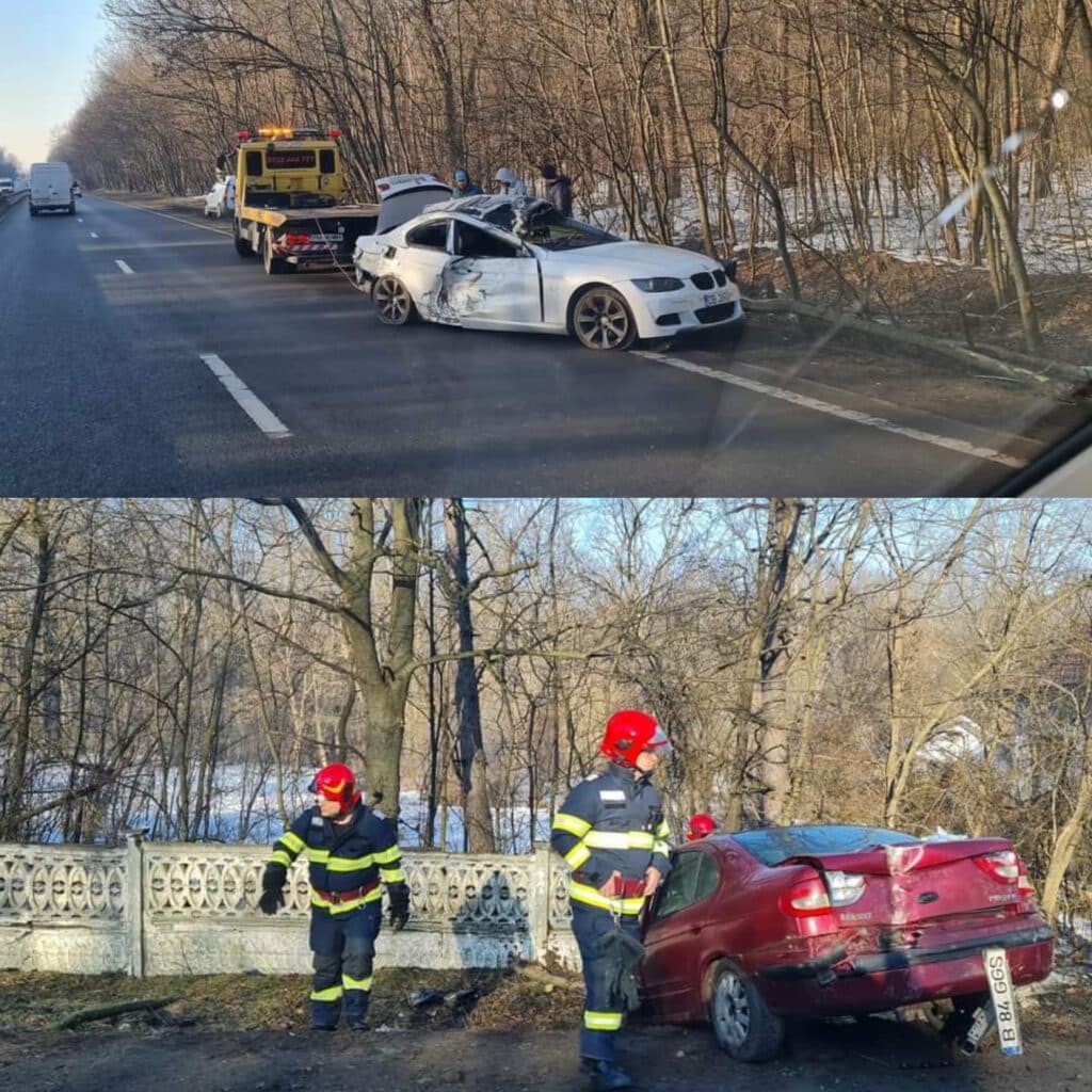 Accident grav pe DN1, la Saftica. Doua masini s-au facut zob