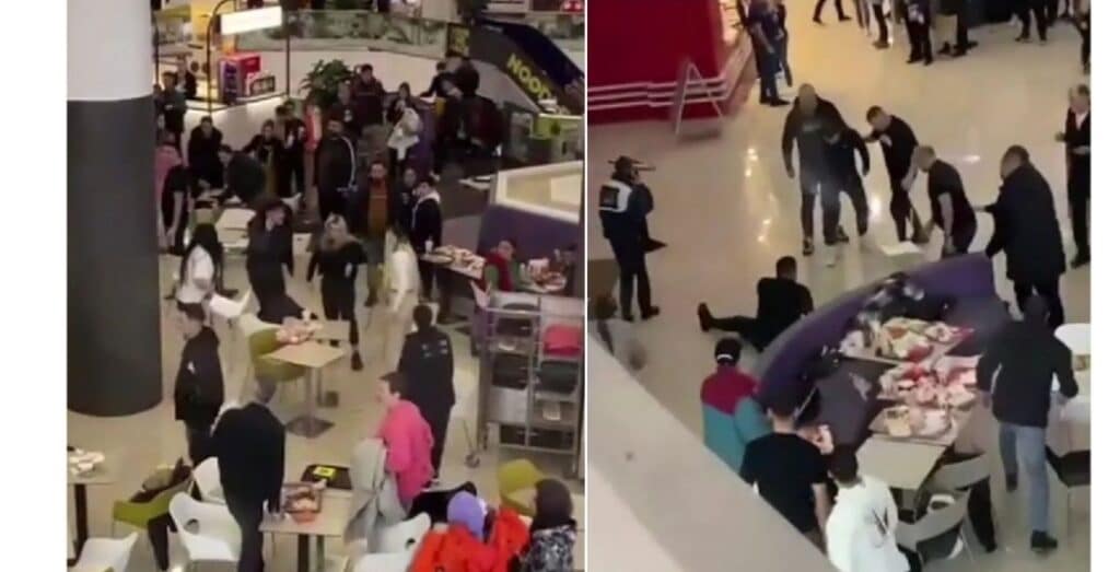 Bataie generala, cu scaune si tăvi, in Ploiesti Shopping City
