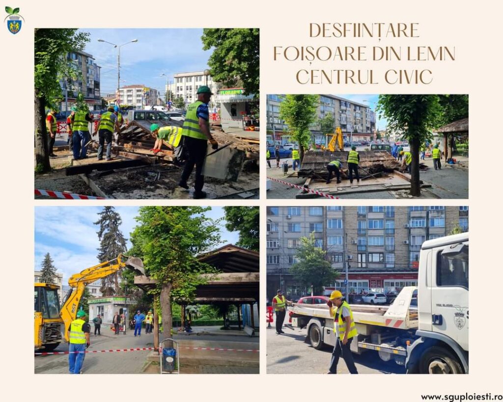 SGU a inceput demontarea foisoarelor din lemn, din parcul „Nichita Stanescu” (la tarabe)