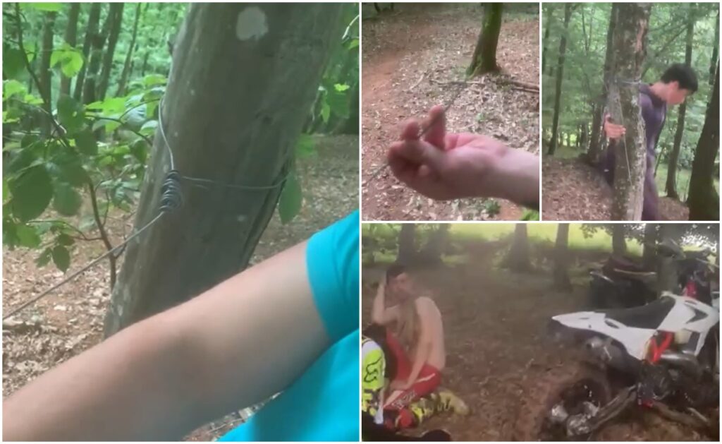 Gest criminal în pădurea de la Băița. Motocicliști tăiați de sârma legată intenționat între doi copaci, la nivelul gâtului, pe traseul de enduro