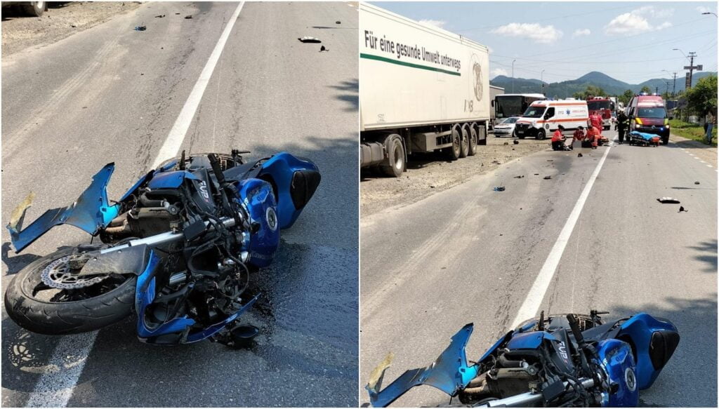 Tânăr de 20 de ani și adolescentă de 17 ani, morți după ce s-au izbit cu motocicleta de un excavator, pe un drum din Hunedoara