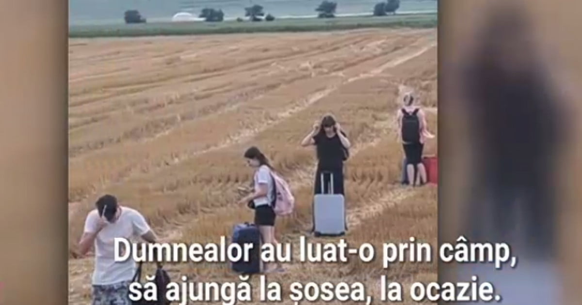 VIDEO. Tren blocat în câmp: Călătorii și-au luat bagajele și au pornit pe jos spre Drumul european E85