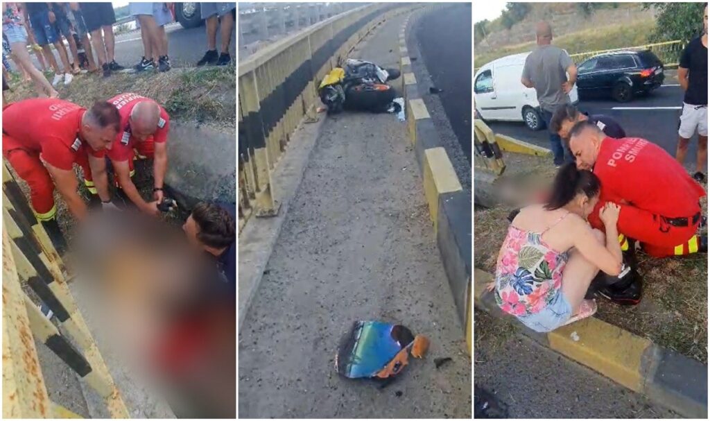 „Adi, te rog, fă ceva!” Imagini de groază și urlete de durere pe o şosea din Mehedinți, după ce un tânăr de 28 de ani s-a izbit cu motocicleta de o bordură
