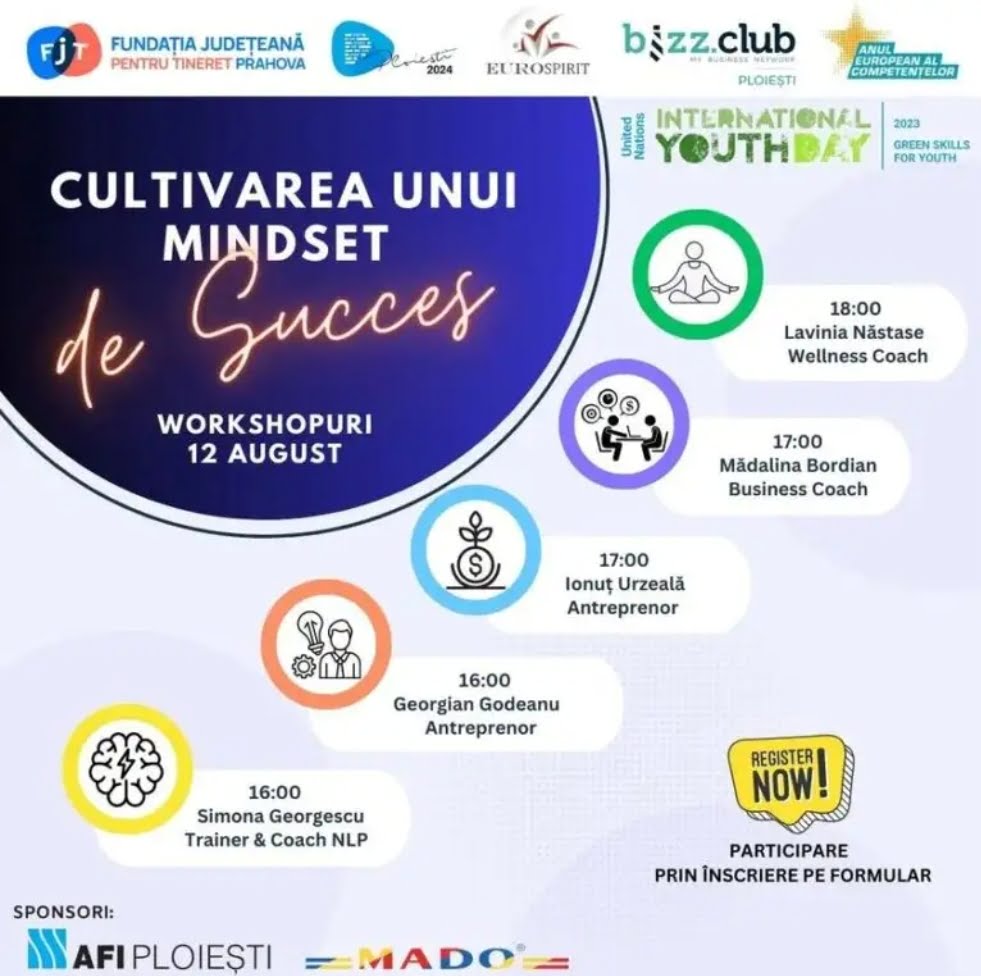 Eveniment de Ziua Internațională a Tinerilor – 12 august: Descoperă cheia către succes prin workshop-uri alături de Fundația Județeană pentru Tineret Prahova