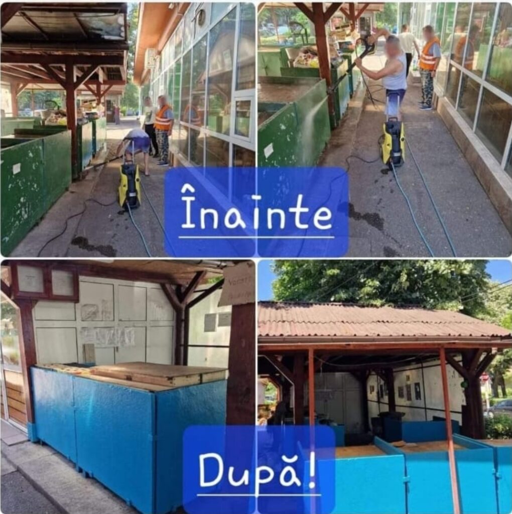 Rău am ajuns dacă ne lăudăm ca s-au vopsit 3 tarabe! Consilierul PNL Dragos Machitescu, mândru din cale afară că tarabele din Muzicanți sunt acum albastre, în loc de verzi