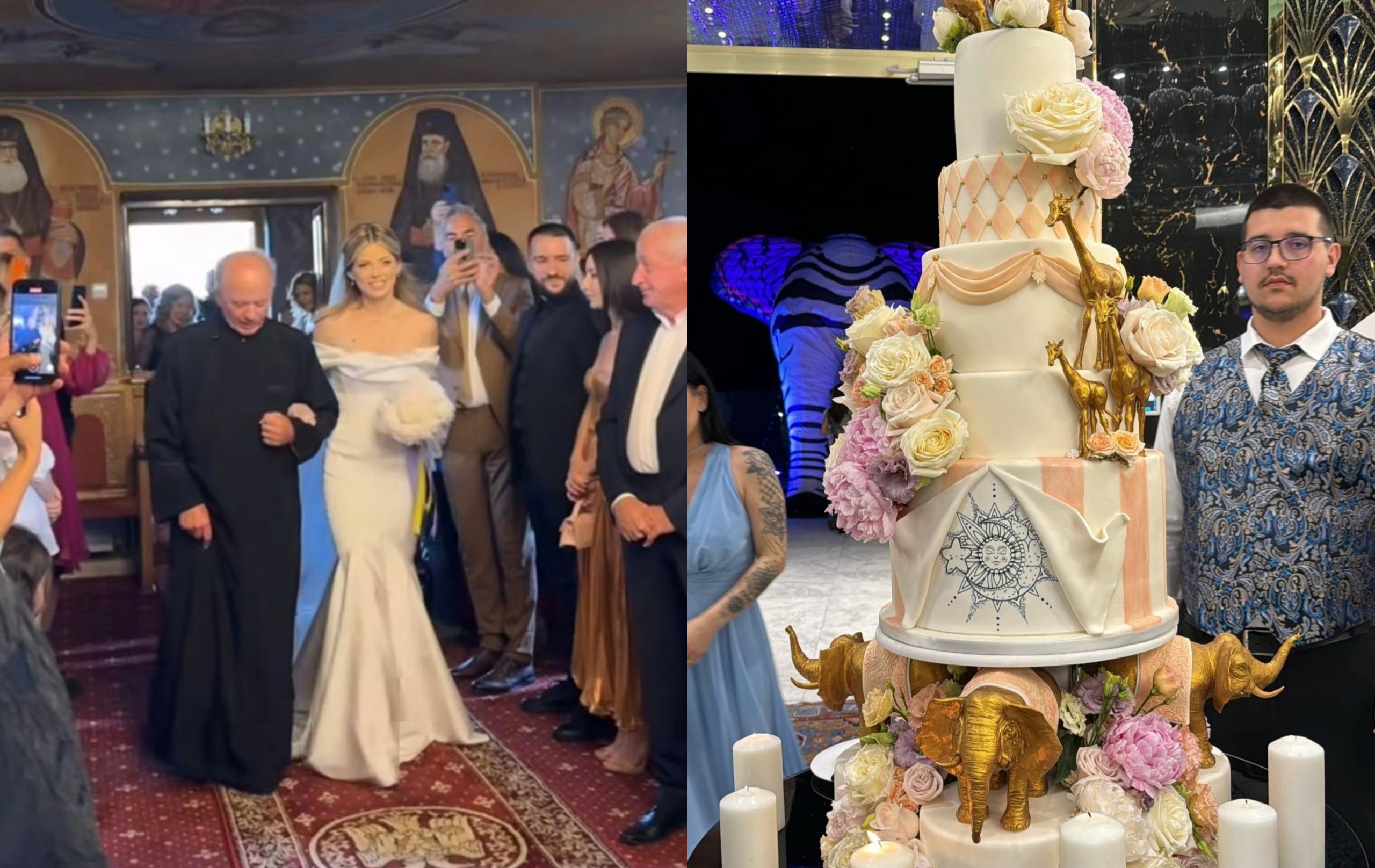 Imagini de la nunta Roxanei Hulpe. Tatăl preot a condus-o la altar, iar Cabral și Andreea Ibacka au fost nași