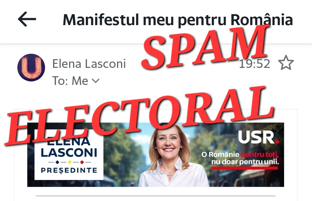 USR face spam electoral. Email-uri agasante, trimise de Elena Lasconi, fără să mă fi abonat la informările USR