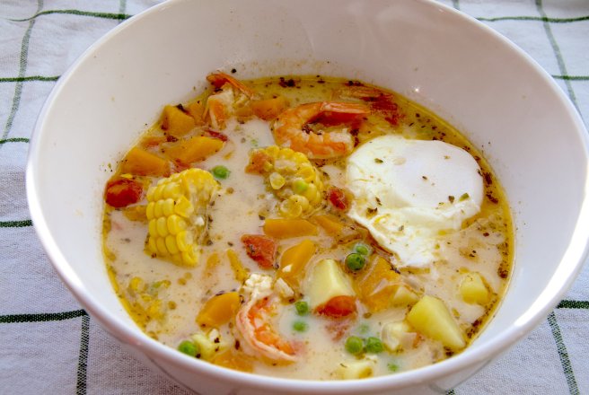 Reteta de Chupe de camarones- supa peruana de creveti, reteta nr.46 din Best soups in the World Reteta de Chupe de camarones- supa peruana de creveti, reteta nr.46 din Best soups in the World