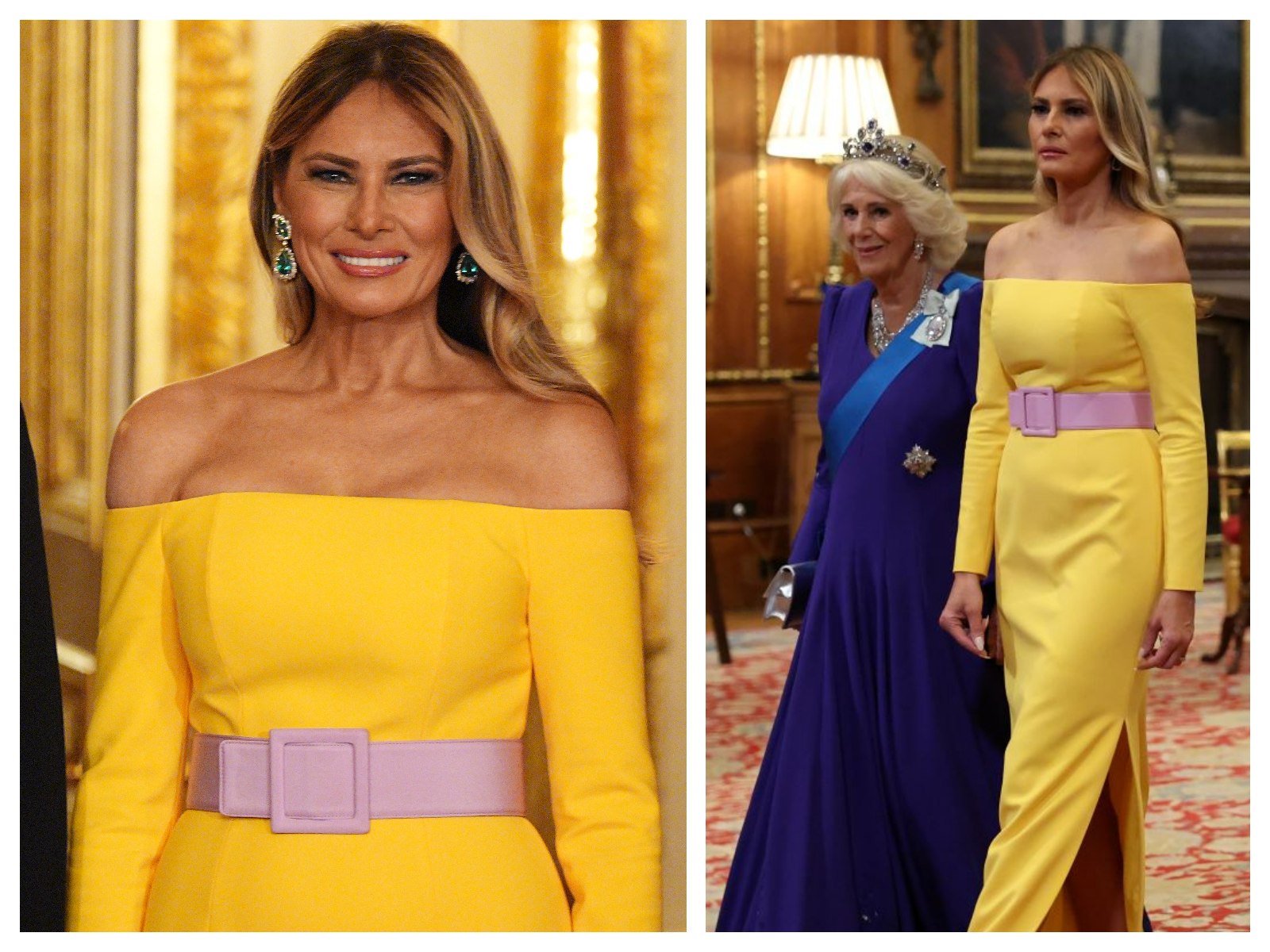 „Arată ca un ou de Paște uriaș”. Melania Trump, criticată dur online pentru rochia aleasă la banchetul regal