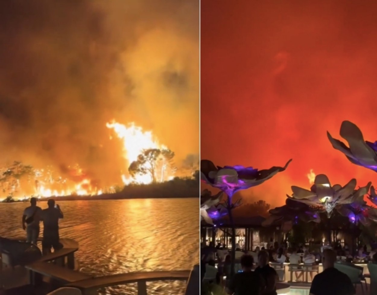 Un turist român a surprins imagini cu incendiul devastator din Antalya: „A luat foc și hotelul. Praf sunt!” VIDEO