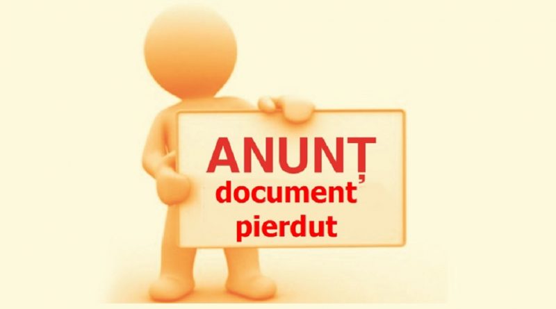 Anunț public documente pierdute