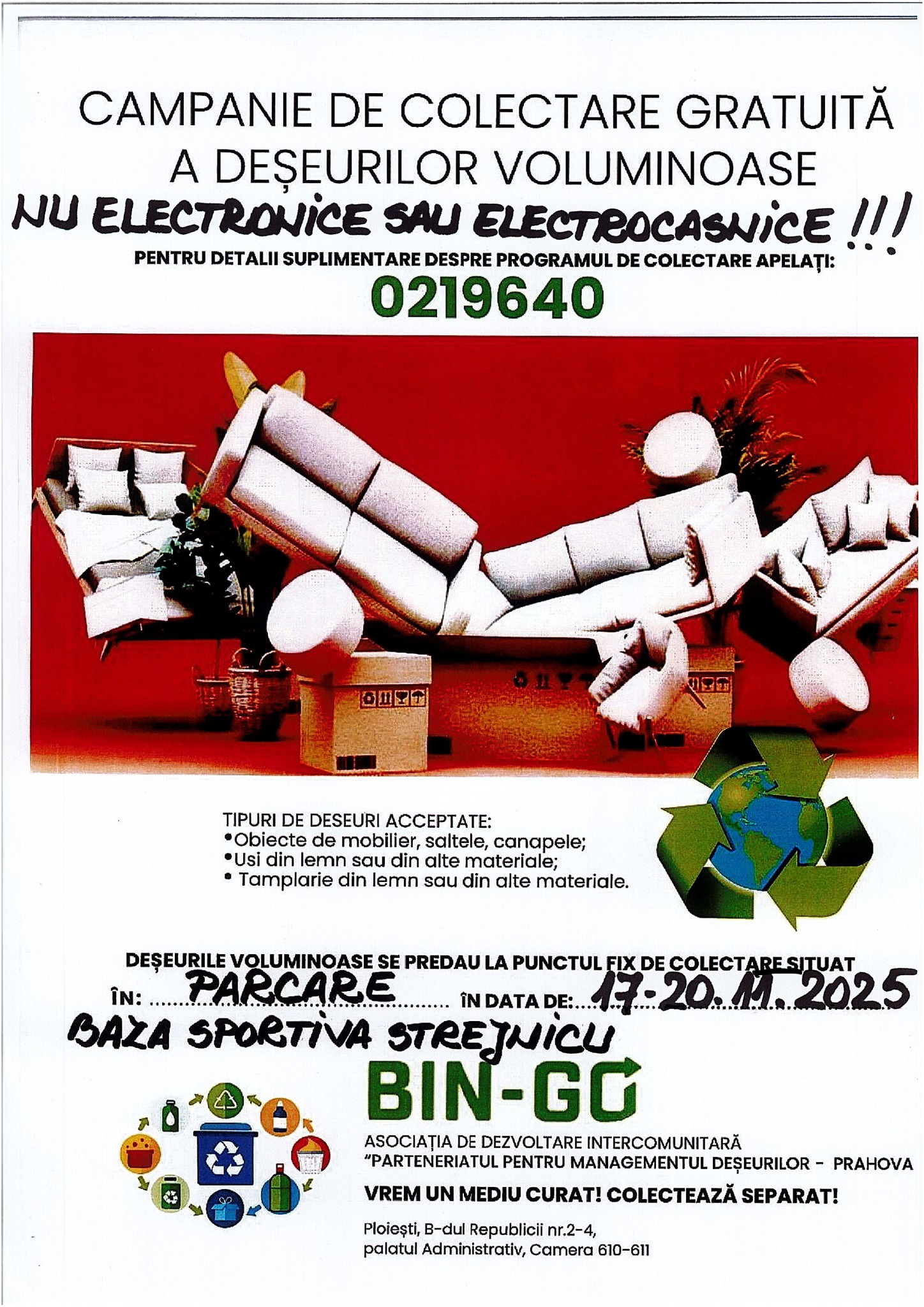 Primaria Targsoru Vechi : Acțiune gratuită de colectare a deșeurilor