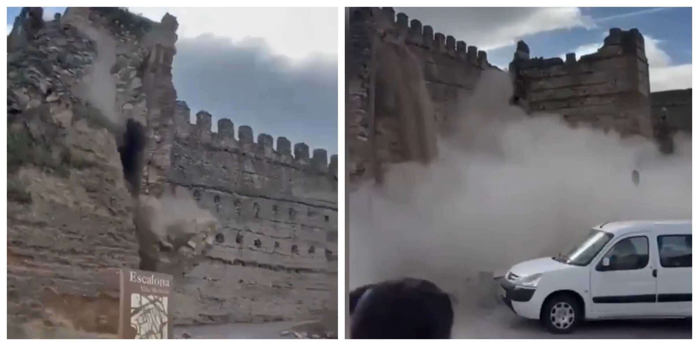 Turnul unui castel faimos s-a prăbușit în fața turiștilor. Bucăți de piatră au lovit mașinile din jur Turnul unui castel faimos s-a prăbușit în fața turiștilor. Bucăți de piatră au lovit mașinile din jur