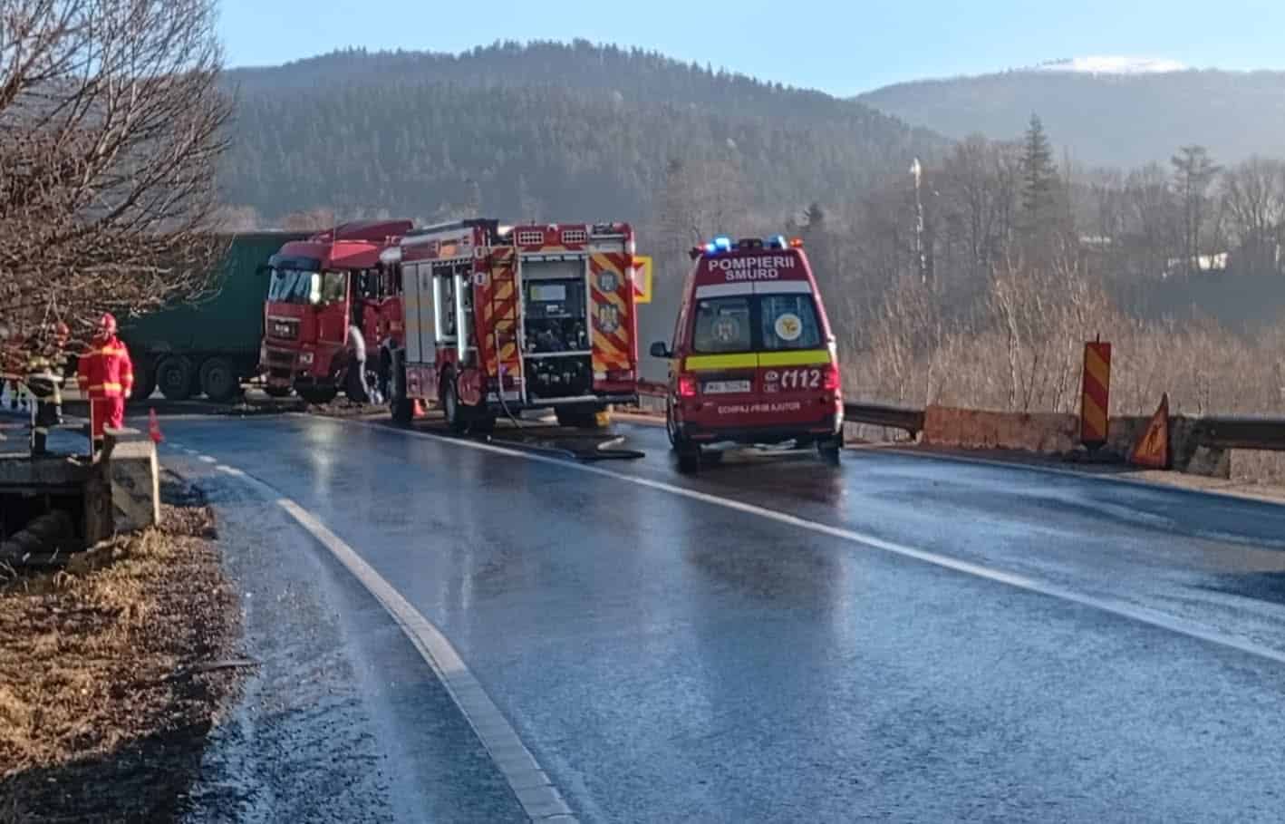 Imagini de la accidentul de pe DN1, la ieșire din Bușteni