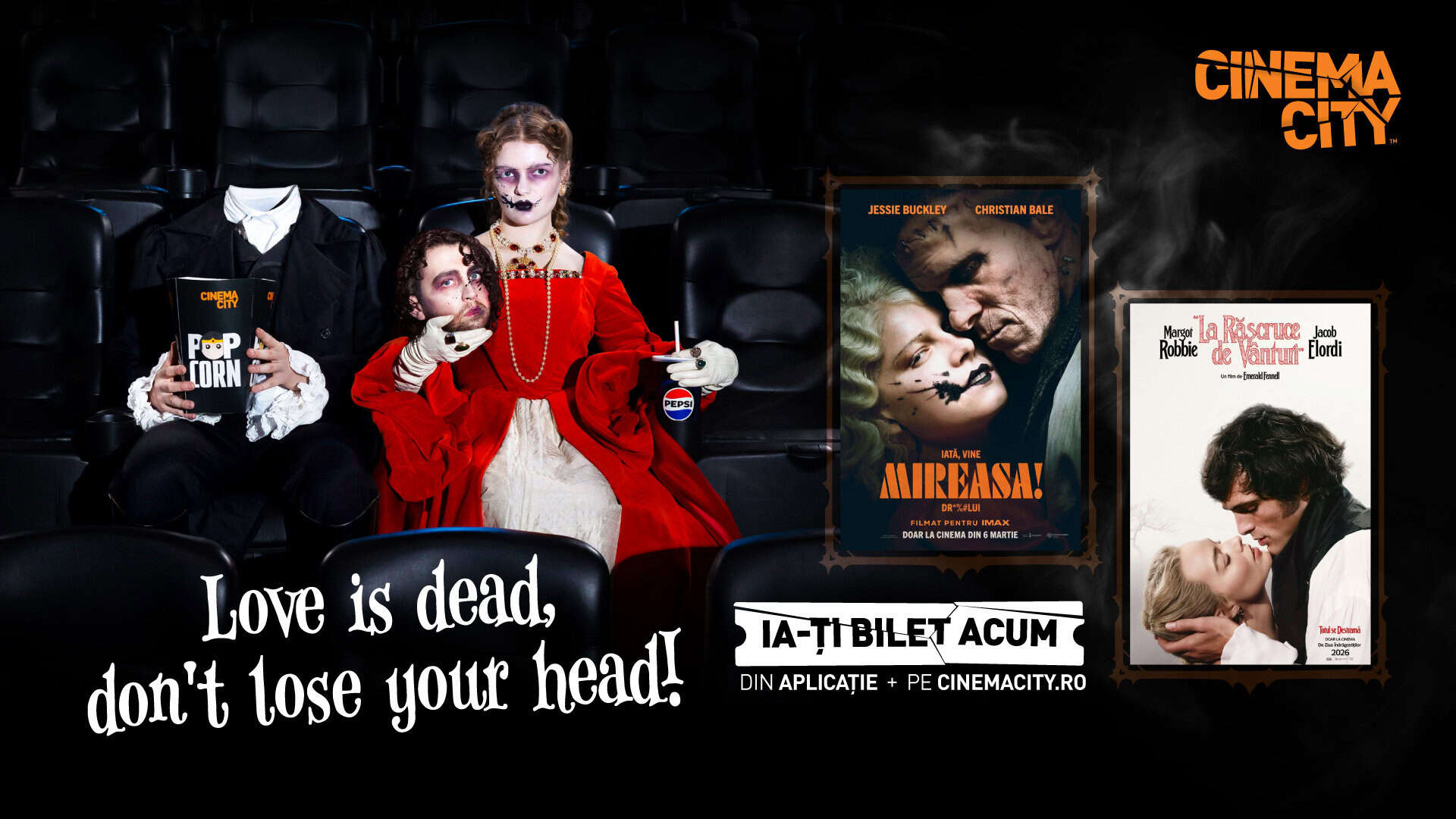 Shopping City Ploiești îi așteaptă pe vizitatori să descopere noua campanie de la Cinema City: Love is dead, don’t lose your head! Shopping City Ploiești îi așteaptă pe vizitatori să descopere noua campanie de la Cinema City: Love is dead, don’t lose your head!