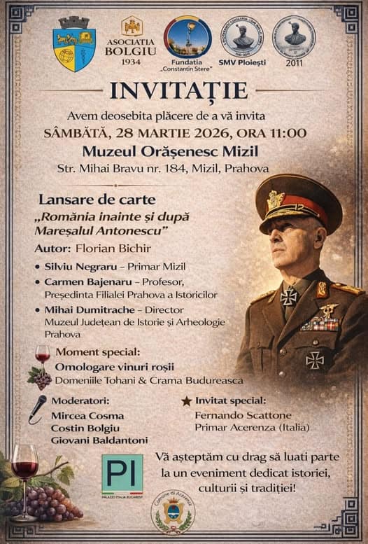 Primăria Mizil: Lansarea de carte „România înainte și după Mareșalul Antonescu”