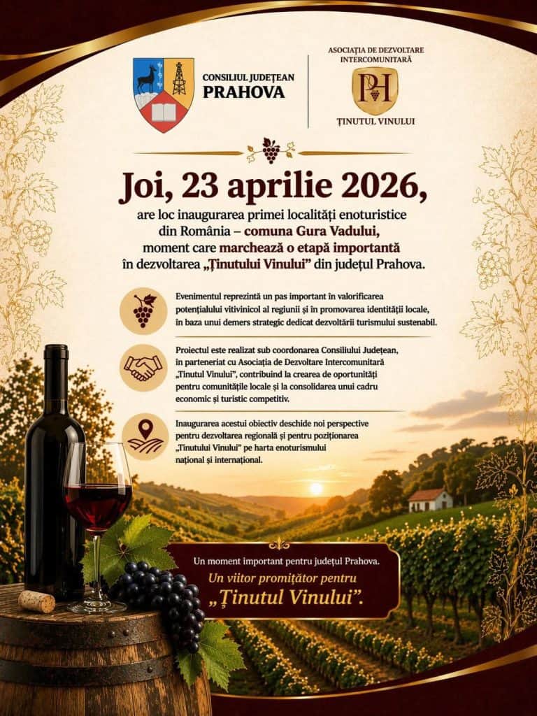 Proiectul „Ținutul Vinului” atinge o bornă majoră: Gura Vadului devine prima localitate enoturistică din România