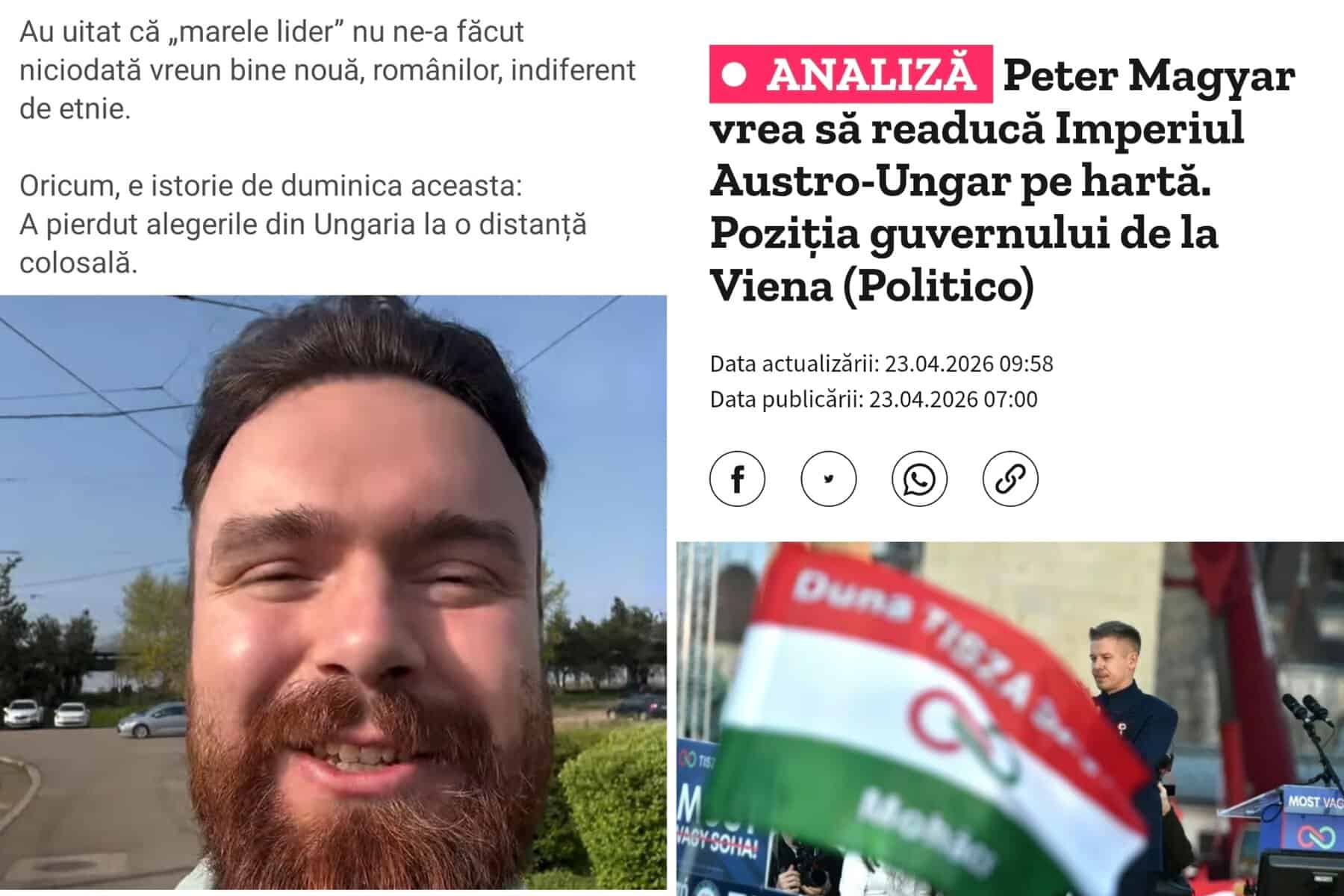 Mihai Tonsciuc, mâna dreaptă a lui Polițeanu, campanie la Budapesta pentru premierul care vrea să ne ia Transilvania! Tonciuc jubilează la victoria celui care visează să rupă harta României