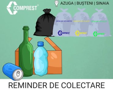 Comprest: În perioada 28-30 aprilie 2026, în zona 1 BUȘTENI – Azuga, Bușteni, Sinaia – urmează a fi colectate deșeurile