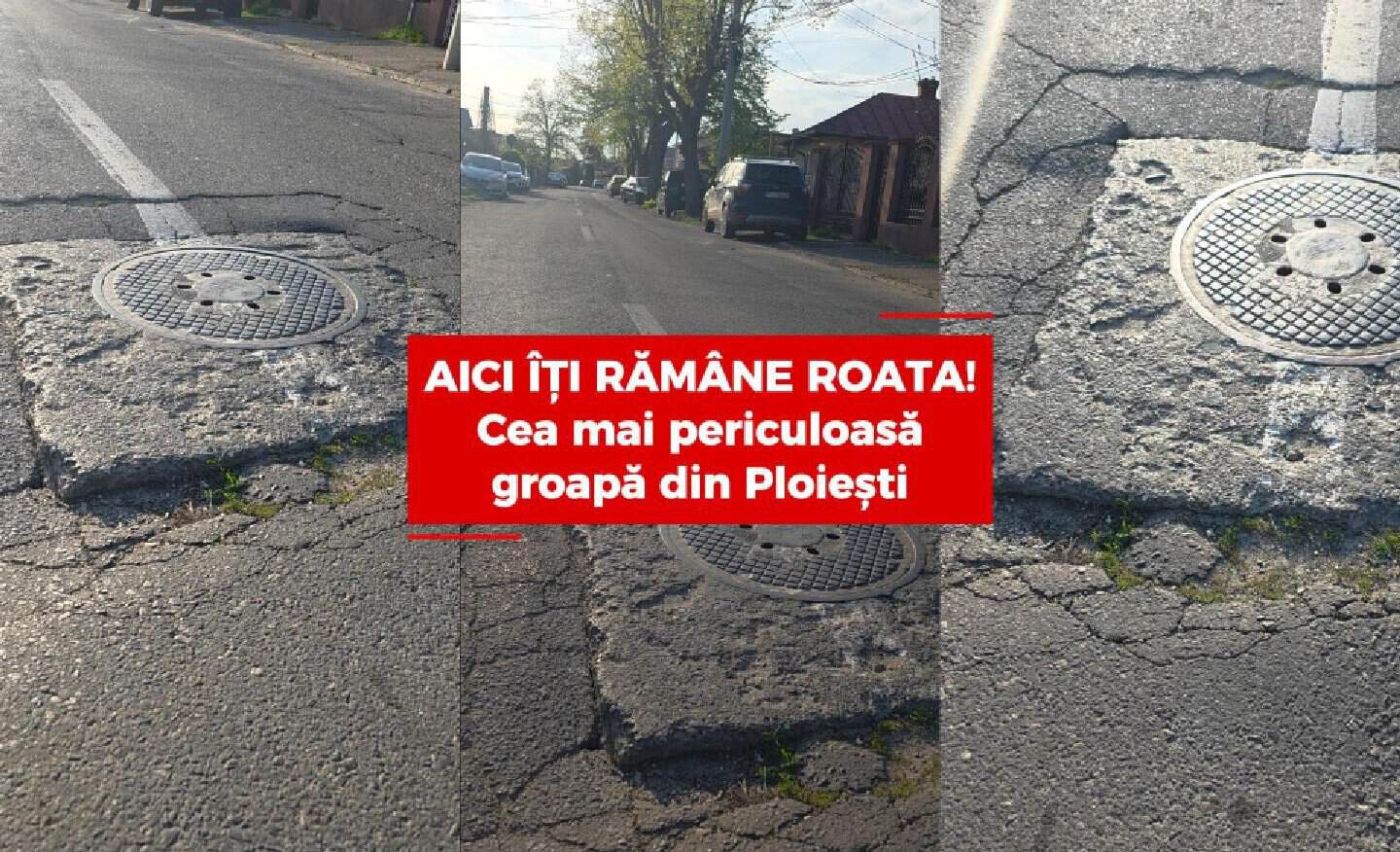 Pericol maxim pe strada Matei Basarab. Groapa care te lasă fără roți la mașină