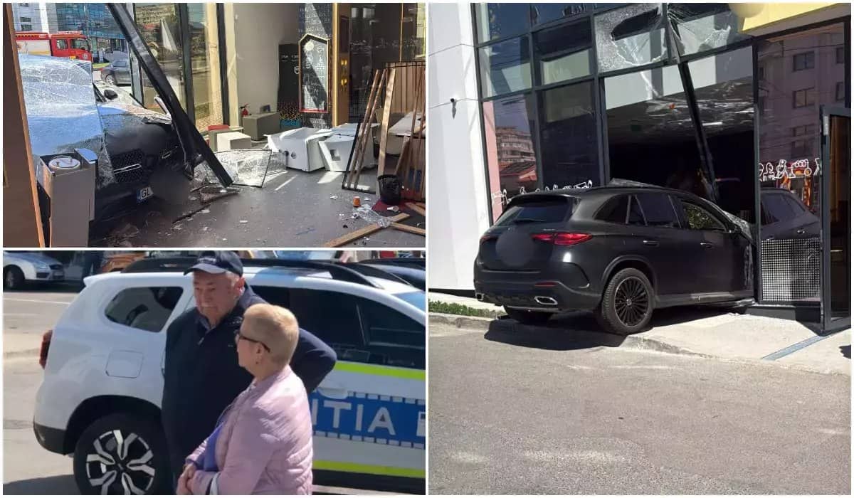Accident incredibil în Galați! Soția unui fost ministru a intrat cu mașina direct într-o bancă. O femeie a ajuns la spital