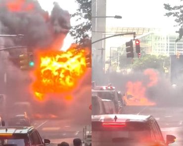Momentul șocant în care o mașină sare în aer, la semafor. Vehiculul s-a făcut scrum Momentul șocant în care o mașină sare în aer, la semafor. Vehiculul s-a făcut scrum