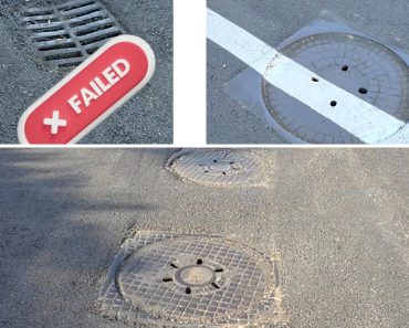 Cine v-a lucrat aici? Așa arată marea asfaltare de pe strada Bobâlna, unde șoferii fac slalom printre gurile de canal