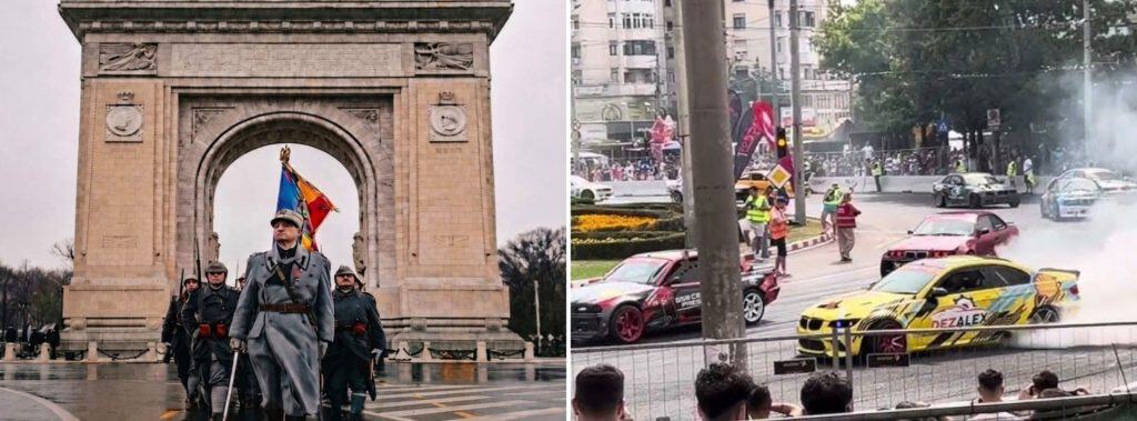Lecție de istorie vs. fum de cauciuc: La București se închide traficul pentru omagierea Eroilor Independenței, la Ploiești Primăria blochează centrul pentru drifturi și DJ