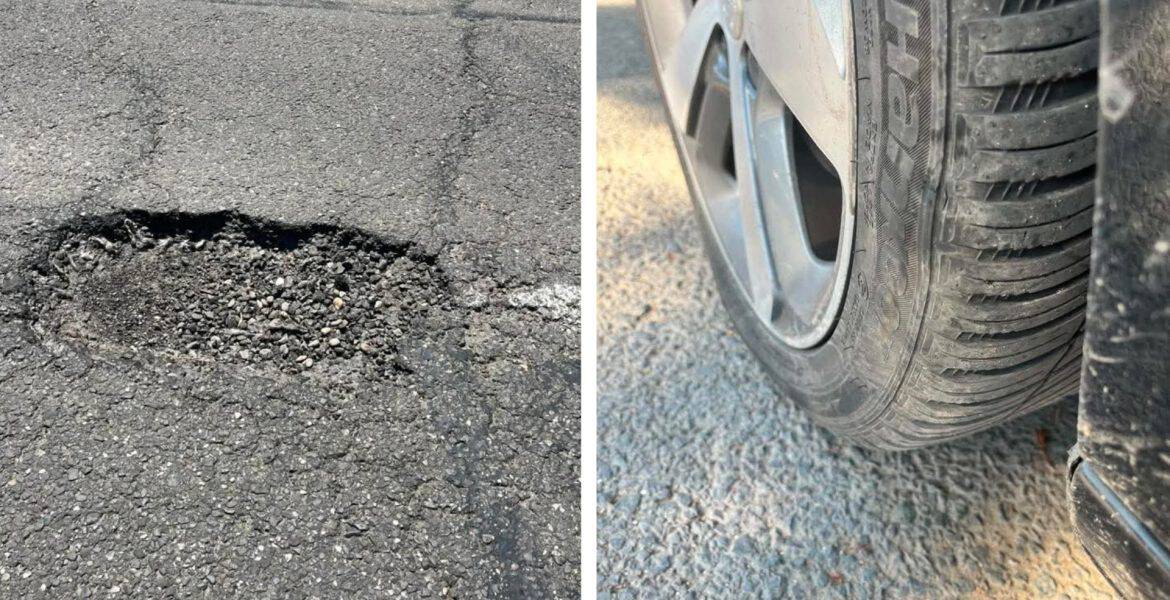 Groapă-capcană în Ploiești! Un șofer și-a distrus anvelopa și cere despăgubiri de la Primărie