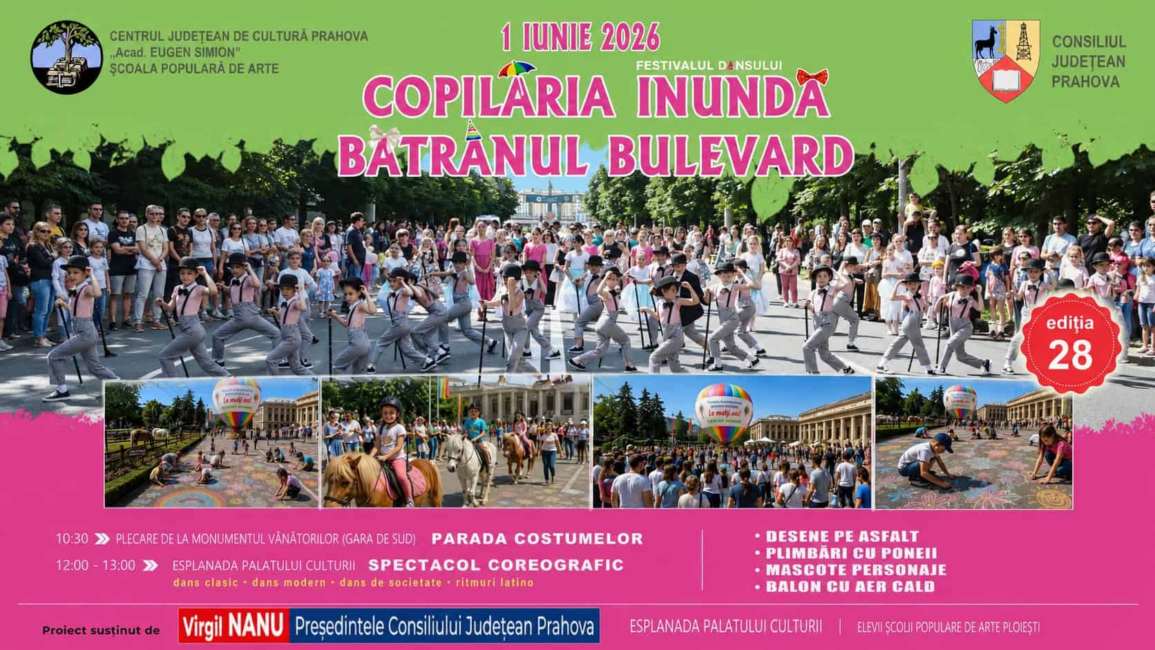 Ploieștiul îmbracă haine de sărbătoare: Festivalul „Copilăria inundă bătrânul bulevard” revine de 1 Iunie! Ploieștiul îmbracă haine de sărbătoare: Festivalul „Copilăria inundă bătrânul bulevard” revine de 1 Iunie!