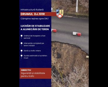 Încep lucrările la alunecarea de teren de la Câmpina. A fost semnat ordinul pentru reparația DJ 101R