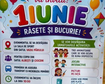 Primăria Albești Paleologu vă invită la evenimentul dedicat zilei de 1 iunie Primăria Albești Paleologu vă invită la evenimentul dedicat zilei de 1 iunie