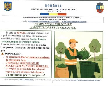 Primăria Ariceștii Rahtivani: Campanie de colectare a deșeurilor vegetale