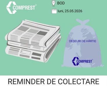 Comprest: Reminder de colectare Bod, fracția de hârtie – luni, 25.05.2026