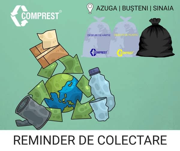 Comprest: Colectare deșeuri în Azuga, Bușteni Sinaia – perioada 05-07.05.2026