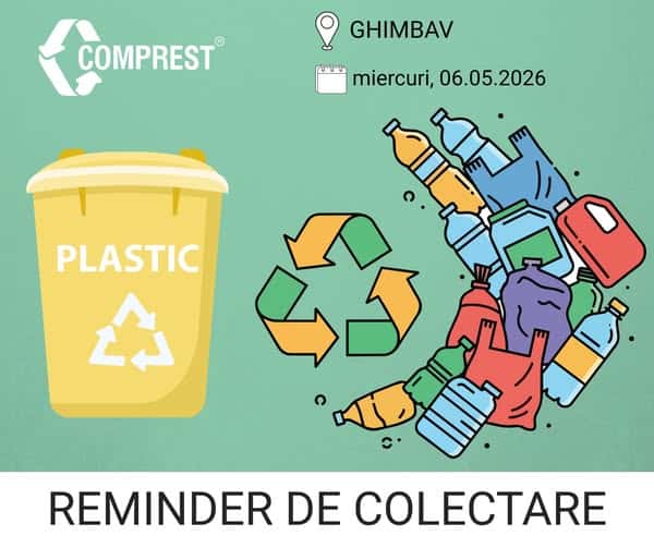 Comprest: Reminder de colectare Ghimbav, fracția de plastic – miercuri, 06.05.2026