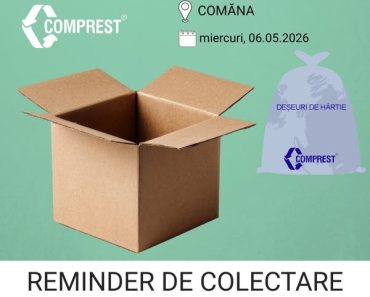 Comprest: Reminder de colectare Comana, fracția de hârtie – miercuri, 06.05.2026