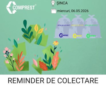 Comprest: Reminder de colectare Șinca, deșeuri reciclabile – miercuri, 06.05.2026