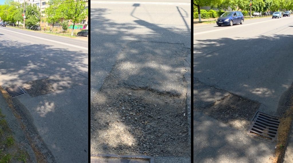 VIDEO: Tu ai luat groapa asta? Crater pe strada Ghe. Gr. Cantacuzino din Ploiești