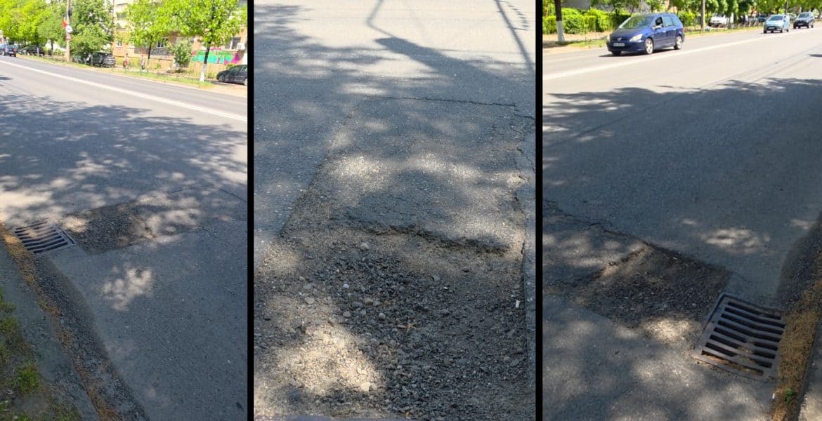 VIDEO: Tu ai luat groapa asta? Crater pe strada Ghe. Gr. Cantacuzino din Ploiești
