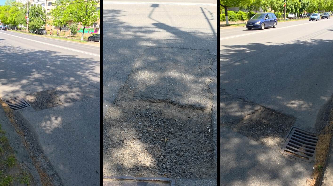 VIDEO: Tu ai luat groapa asta? Crater pe strada Ghe. Gr. Cantacuzino din Ploiești