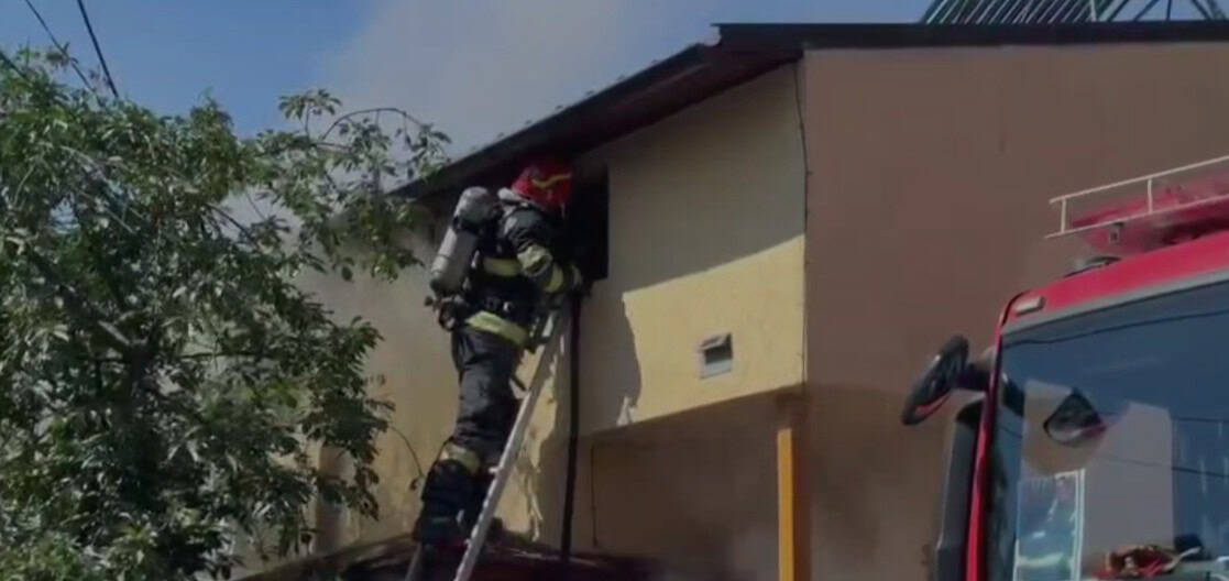 VIDEO: Incendiu în Ploiești. Pompierii au salvat doi cățeluși și o pisică
