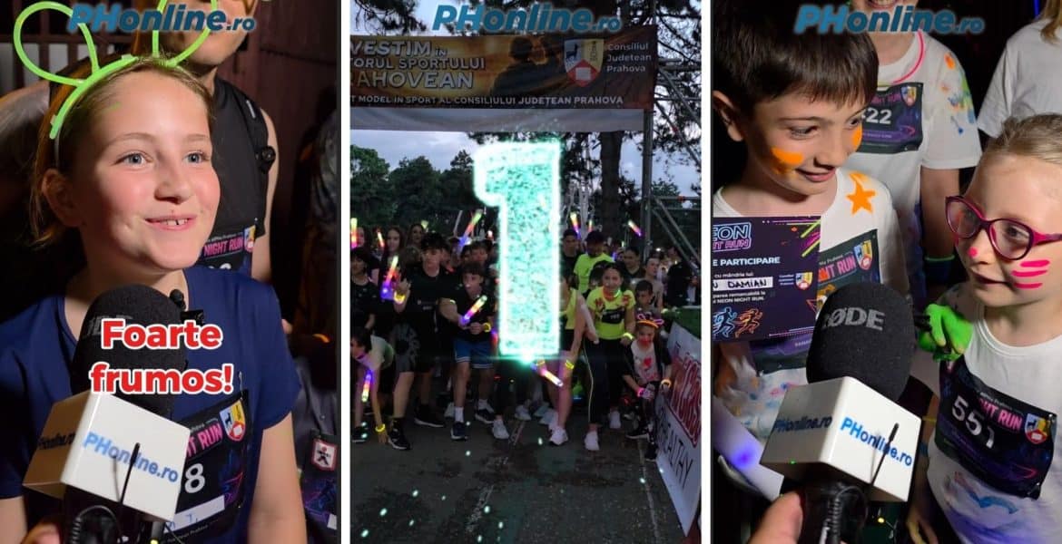 VIDEO: NEON NIGHT RUN. Peste 400 de participanți la evenimentul alPHa! Spectacol la Sala Sporturilor, cu sprijinul CJ Prahova