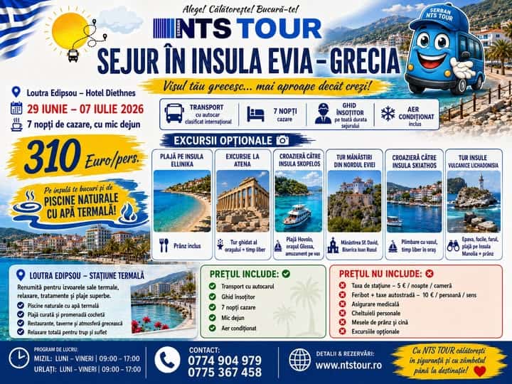 NTS TOUR: Sejur în Insula Evia, Grecia NTS TOUR: Sejur în Insula Evia, Grecia