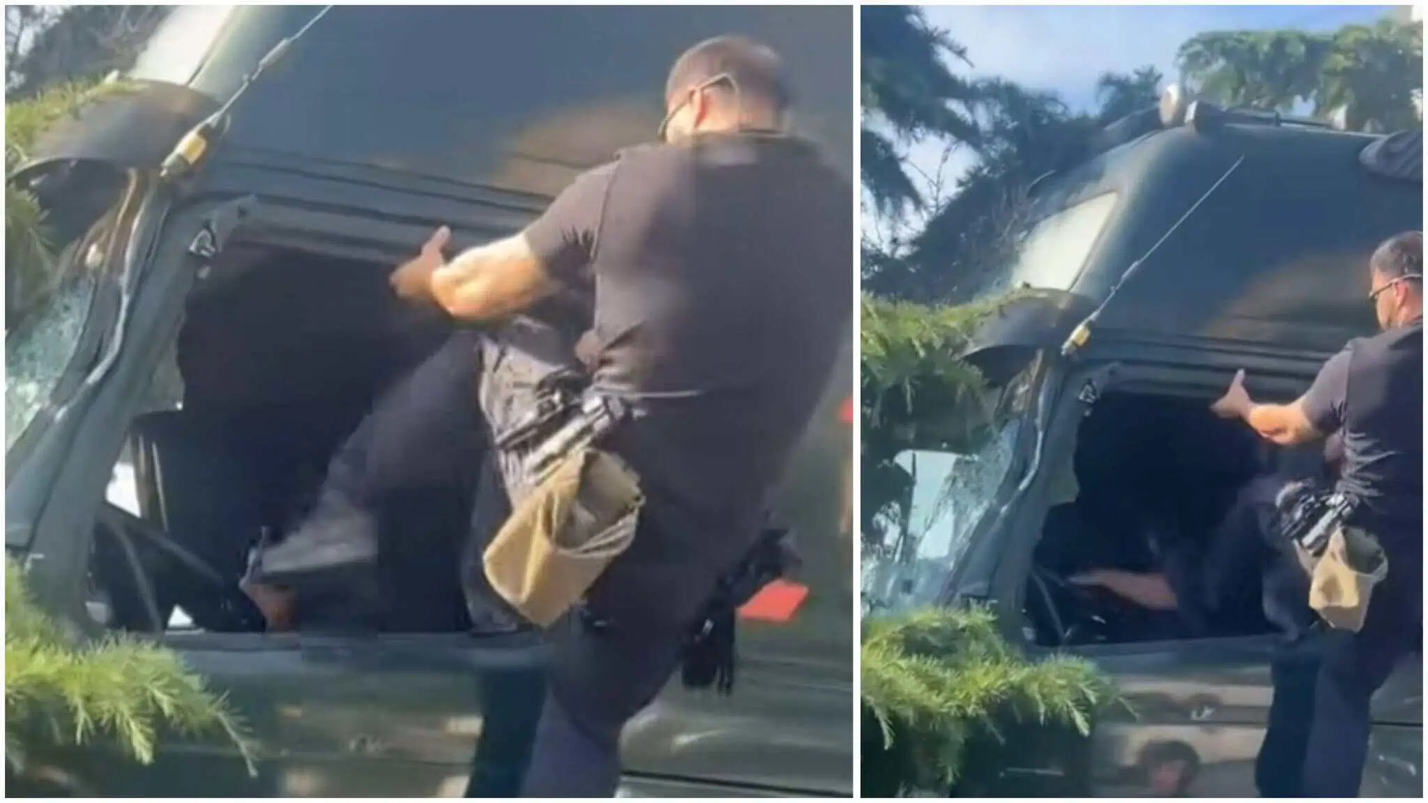 Șoferul de TIR care a produs un accident în Constanța, bătut de un polițist local. Imaginile au stârnit revolta oamenilor