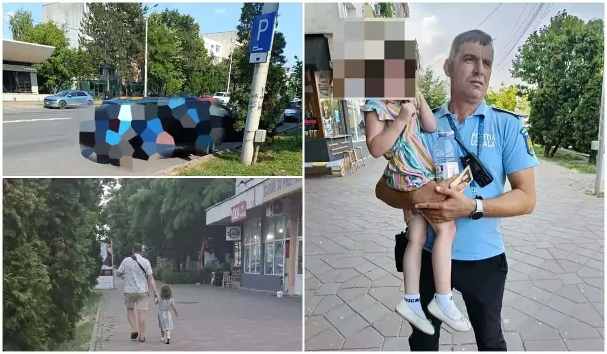 Fetiță de 4 ani, din Iași, salvată de polițiști dintr-o mașină încinsă la peste 50 de grade. Reacția tatălui a stârnit controverse
