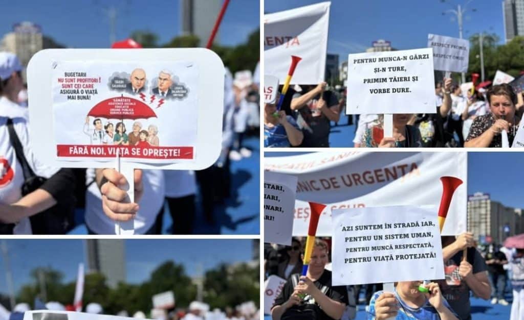 Mii de oameni protestează în toată țara. Medicii la București, grevă la Cugir, sedii ANAF pichetate: ”Respect promis, respect omis”